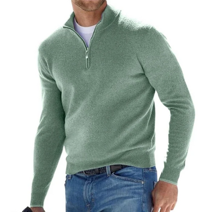 Herren Pullover Langarm Strick mit Reißverschluss