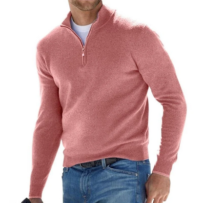 Herren Pullover Langarm Strick mit Reißverschluss