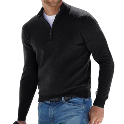 Herren Pullover Langarm Strick mit Reißverschluss