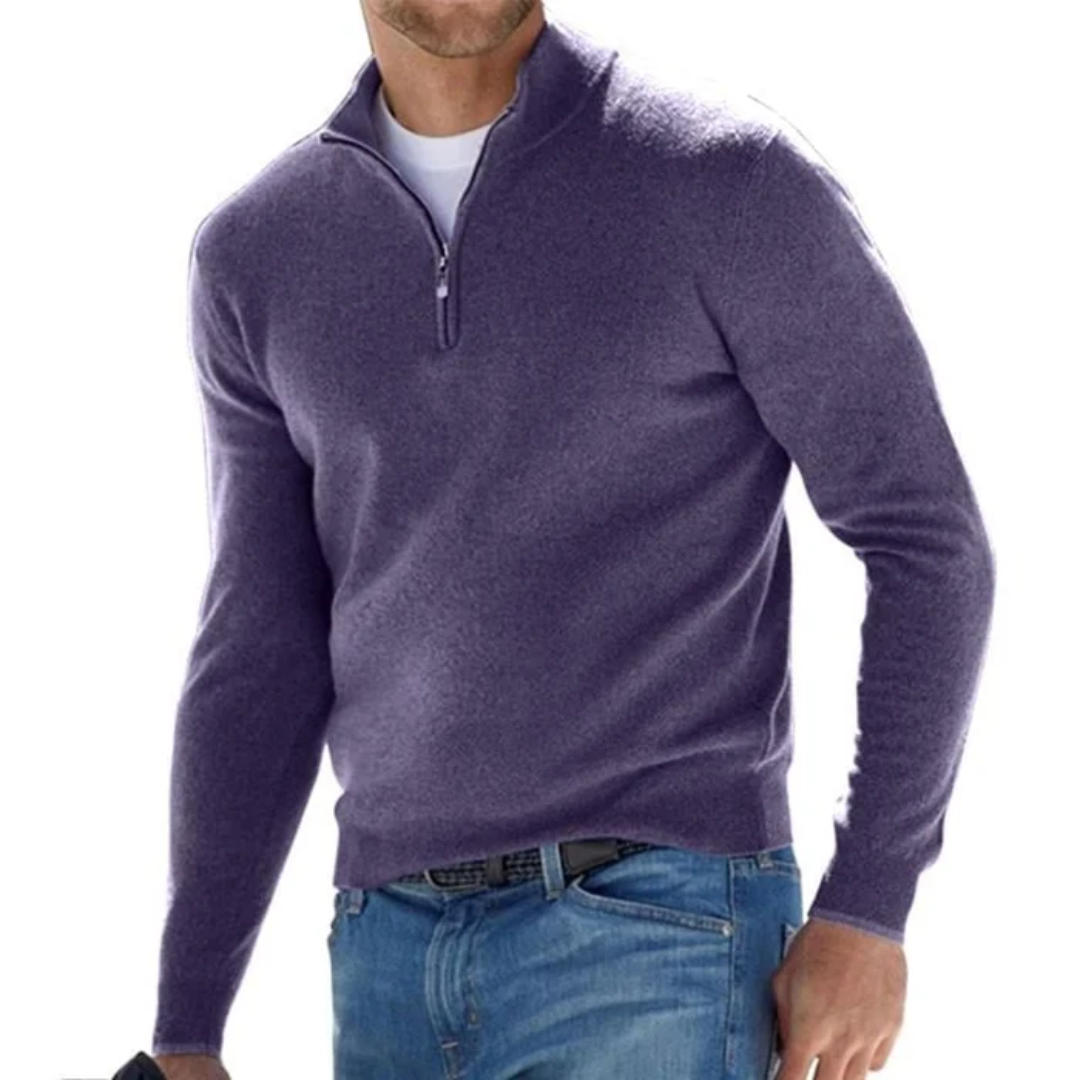 Herren Pullover Langarm Strick mit Reißverschluss