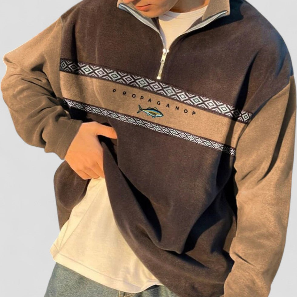 Herren Pullover Lässig Viertelreißverschluss