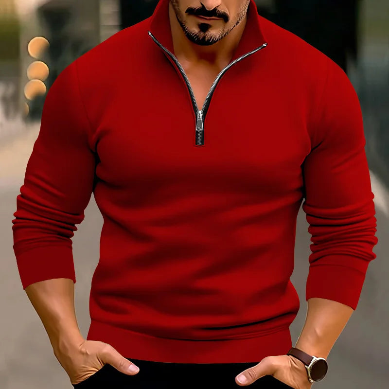 Herren Pullover Lässig Warm Halbzipper