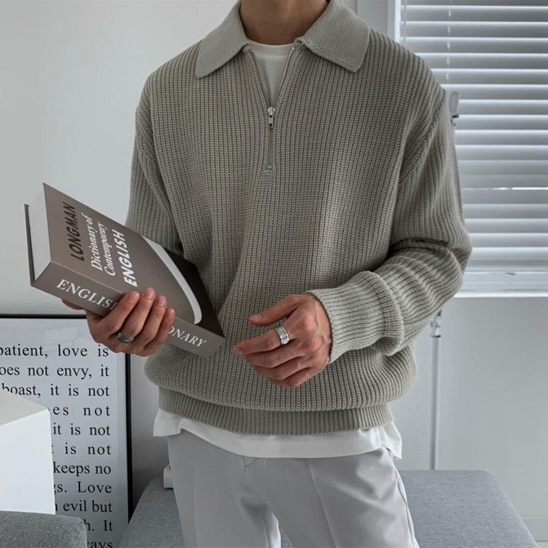 Herren Pullover Mit Halbem Reißverschluss