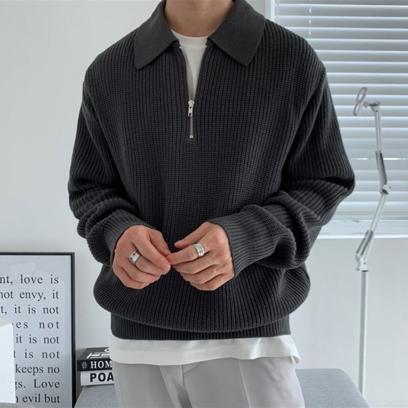 Herren Pullover Mit Halbem Reißverschluss - IdealeKleiden