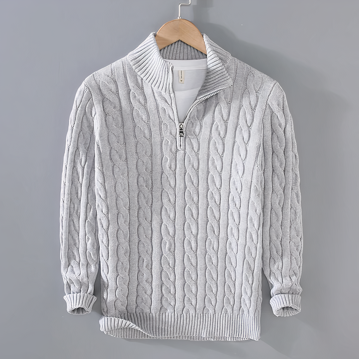 Herren Strickpullover Langarm Zopfmuster