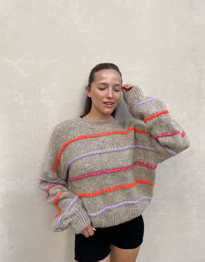 Große Oversized Pullover Neon Nähte