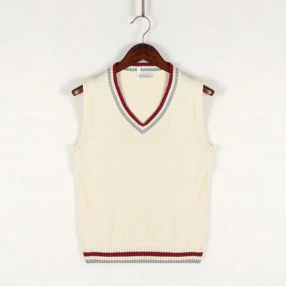 Herren Strickweste Ärmellos V-Ausschnitt Pullover