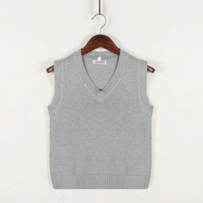 Herren Strickweste Ärmellos V-Ausschnitt Pullover