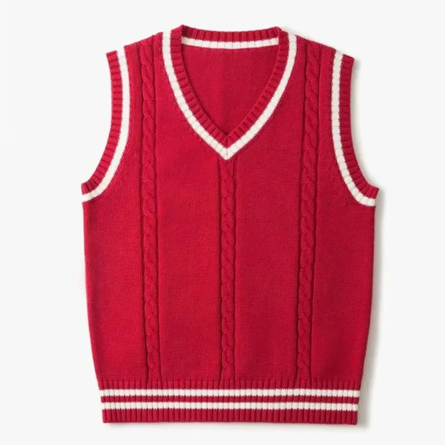 Herren Strickweste Ärmellos V-Ausschnitt Pullover