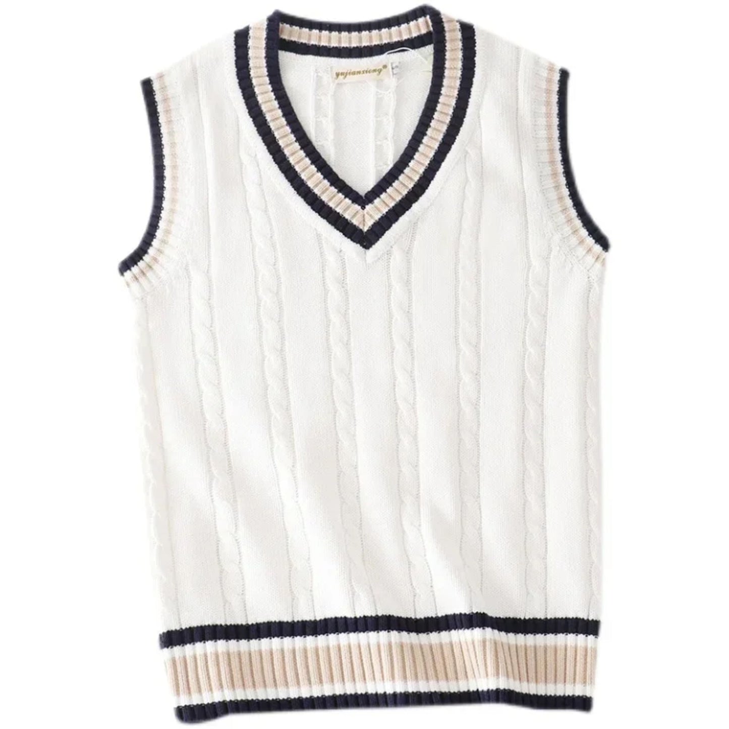 Herren Strickweste Ärmellos V-Ausschnitt Pullover