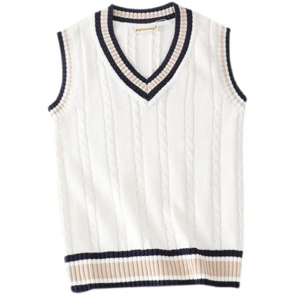 Herren Strickweste Ärmellos V-Ausschnitt Pullover