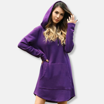 Kapuzenpullover-Kleid Bequem Baumwolle