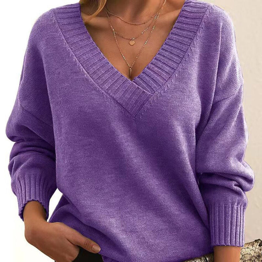 Damen Pullover V-Ausschnitt Bequem