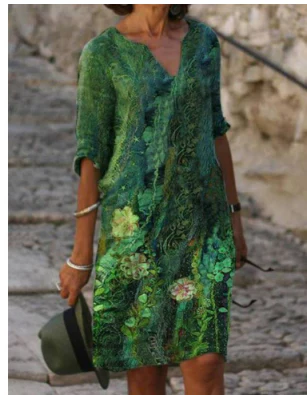 Damen Langarm Kleid Modernes Muster