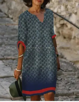 Damen Langarm Kleid Modernes Muster
