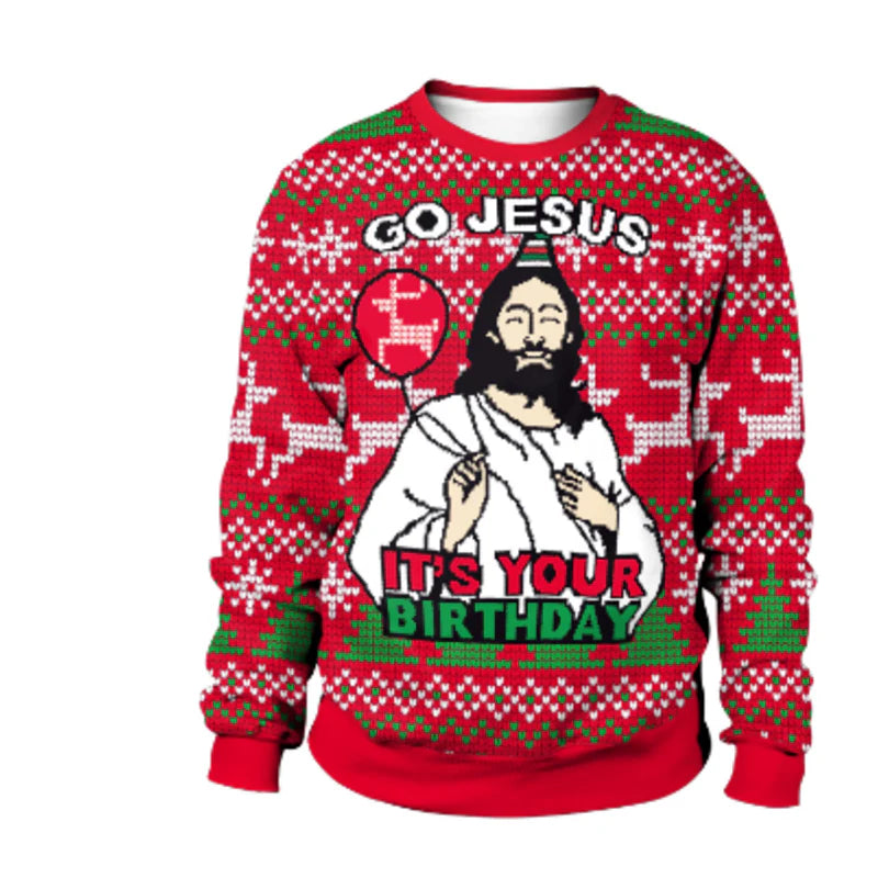 Weihnachtspullover für Herren Witzig Jesus Geburtstag