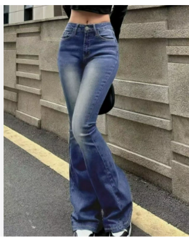 Hohe Damen-Jeans Ausgestellt Bein