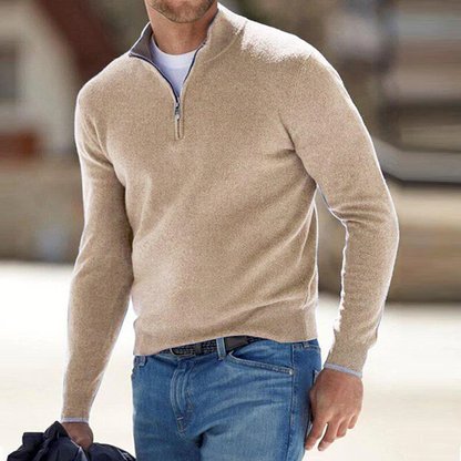 Herren Strickpullover Langarm Halbzipper