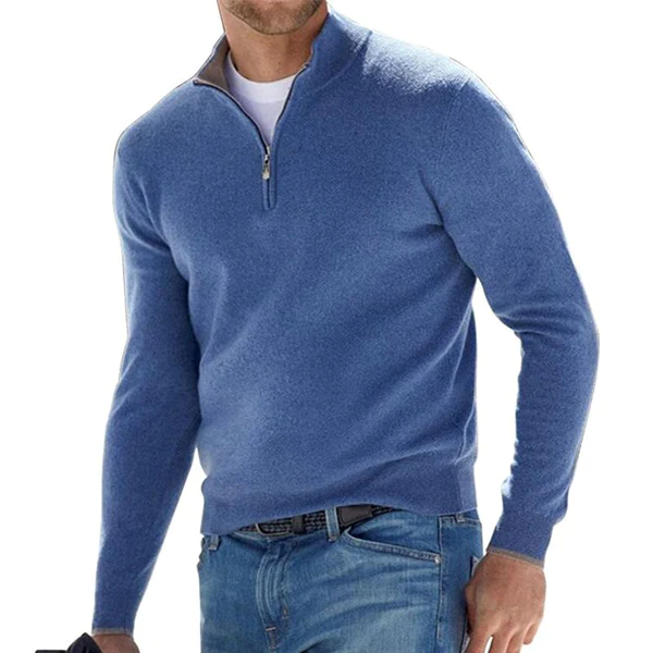 Herren Strickpullover Langarm Halbzipper - IdealeKleiden