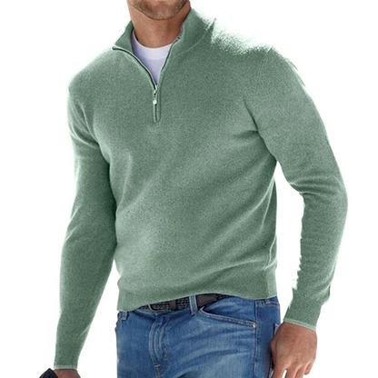 Herren Strickpullover Langarm Halbzipper