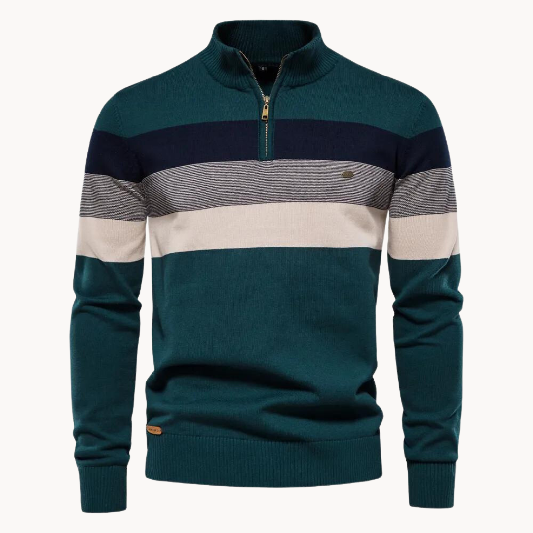 Herren Strickpullover Viertelzip Modern Gestreift