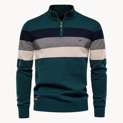 Herren Strickpullover Viertelzip Modern Gestreift