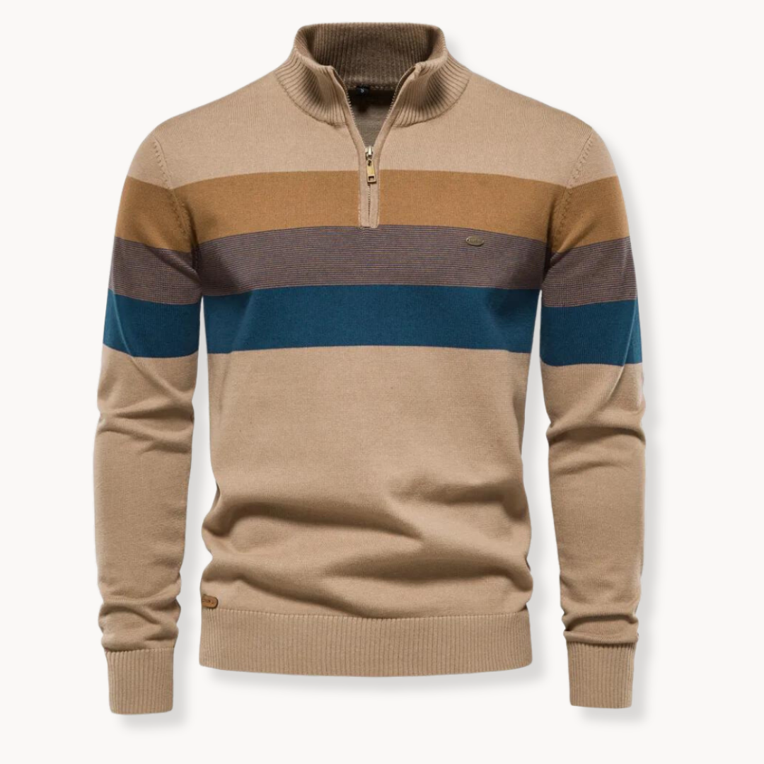 Herren Strickpullover Viertelzip Modern Gestreift