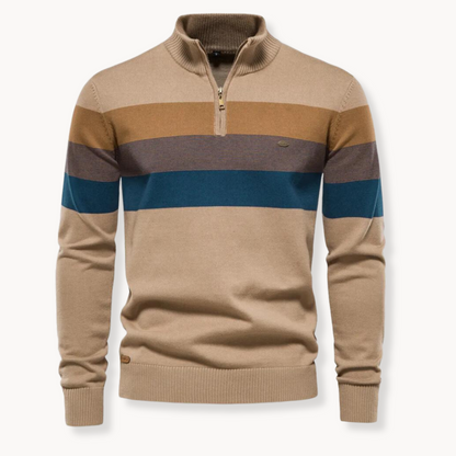 Herren Strickpullover Viertelzip Modern Gestreift