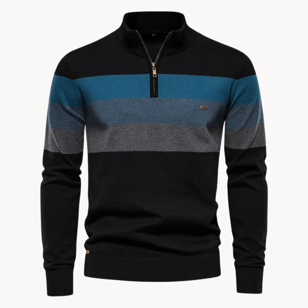 Herren Strickpullover Viertelzip Modern Gestreift