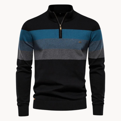 Herren Strickpullover Viertelzip Modern Gestreift