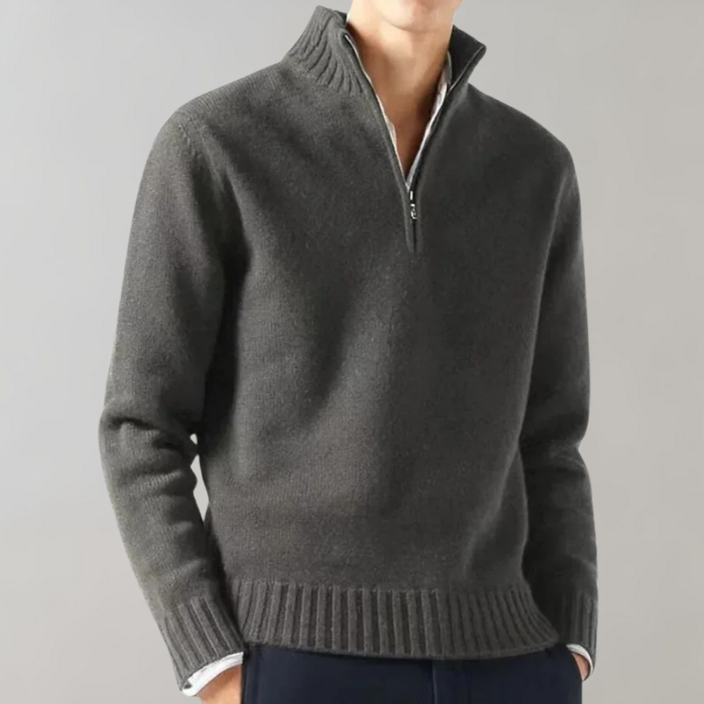 Herren Strickpullover Halbzipper Modern Fit