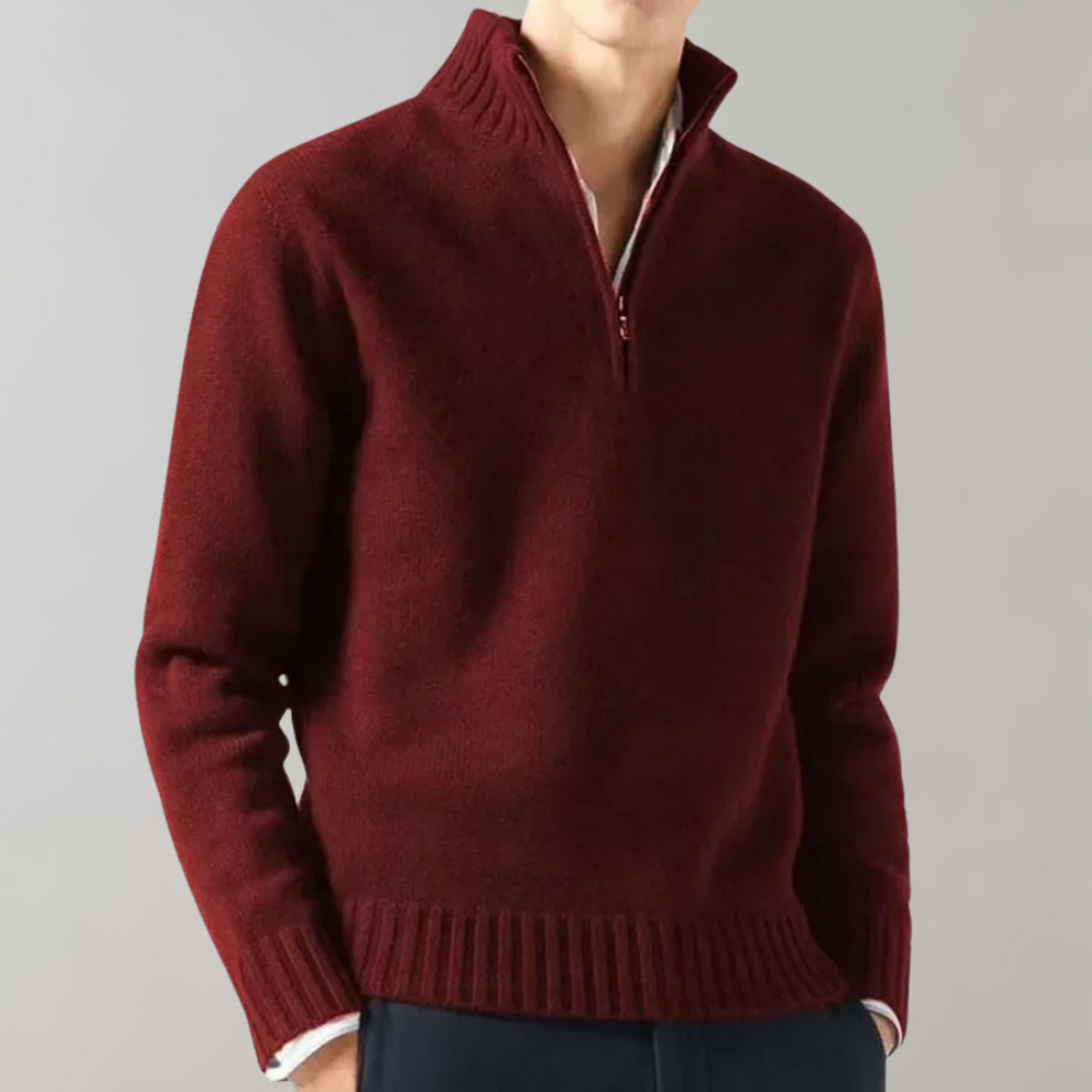 Herren Strickpullover Halbzipper Modern Fit