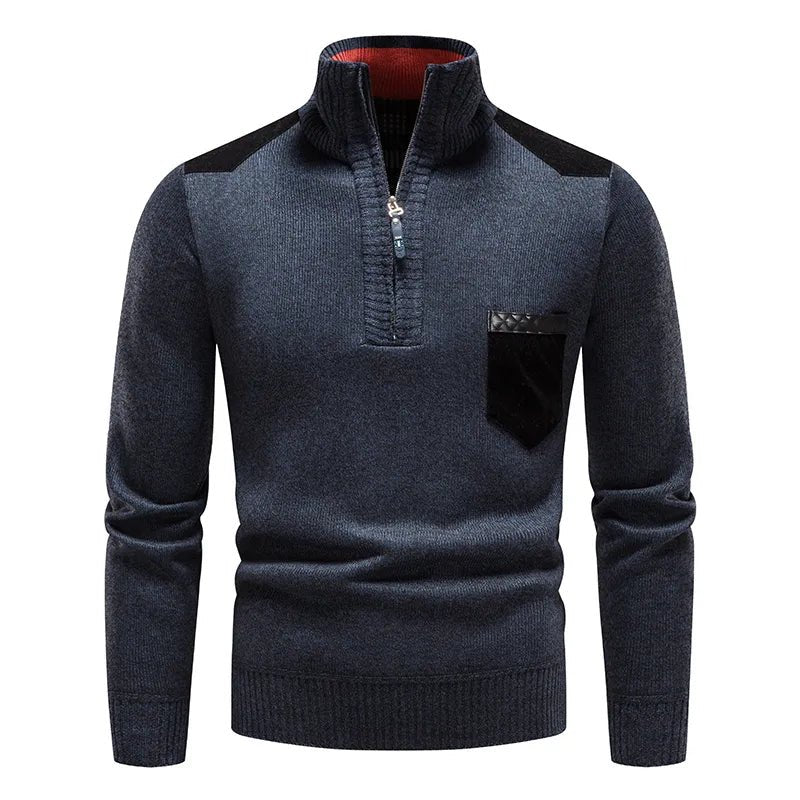 Herren Strickpullover Warm Langarm Half Zip