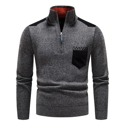 Herren Strickpullover Warm Langarm Half Zip