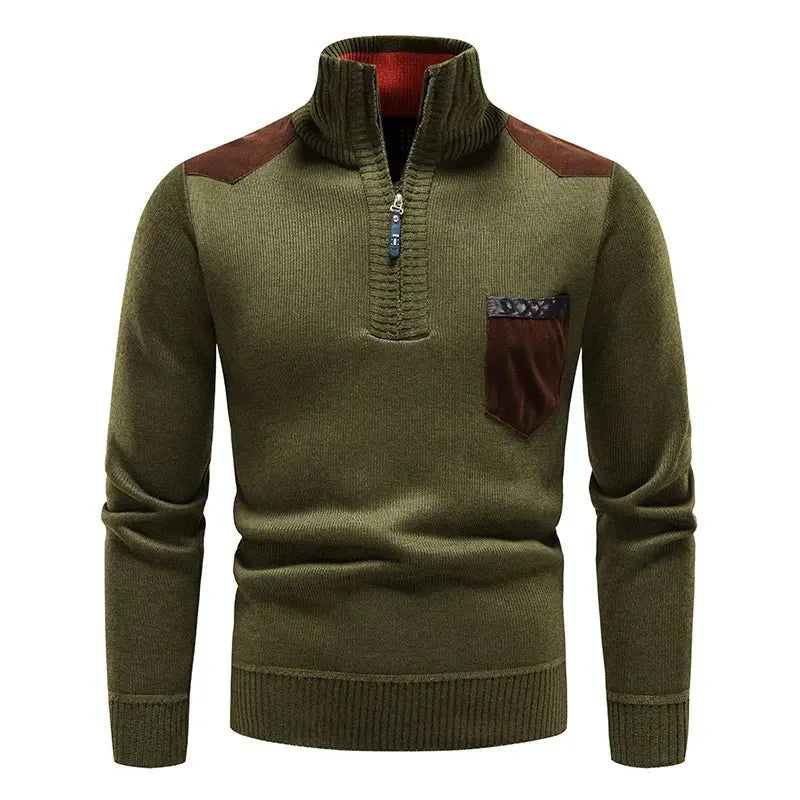 Herren Strickpullover Warm Langarm Half Zip