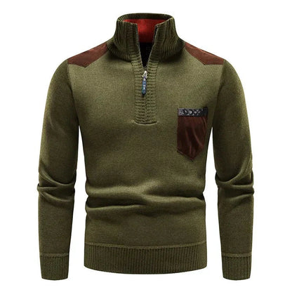 Herren Strickpullover Warm Langarm Half Zip