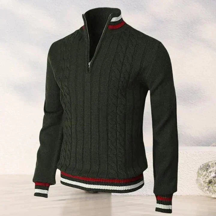 Herren Strickpullover Hochgeschlossen Zopfmuster