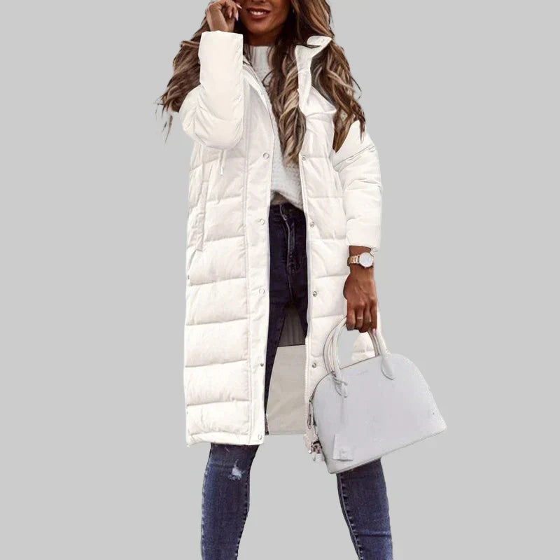 Warme Winterjacke Damen Kapuze Lang
