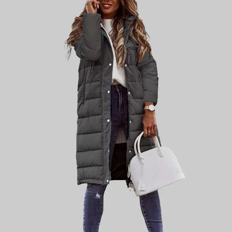 Warme Winterjacke Damen Kapuze Lang