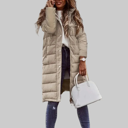 Warme Winterjacke Damen Kapuze Lang