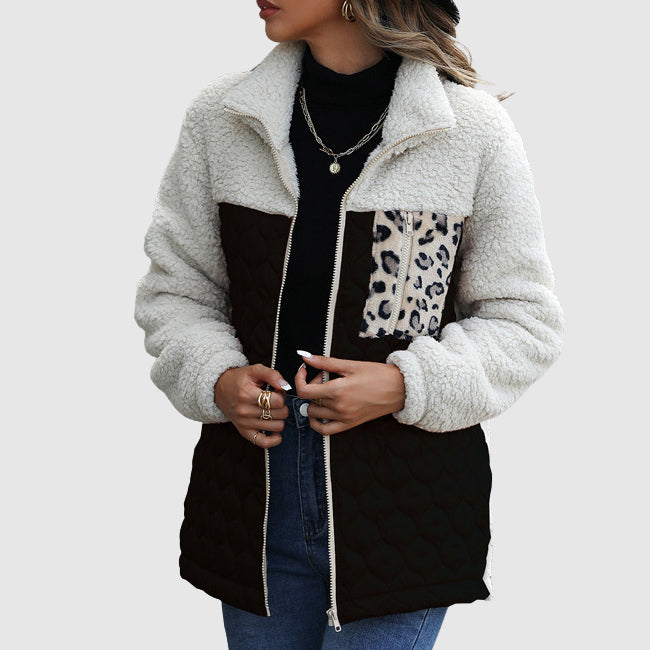 Gemütliche Fleece-Jacke Oversized Fellbesatz Design
