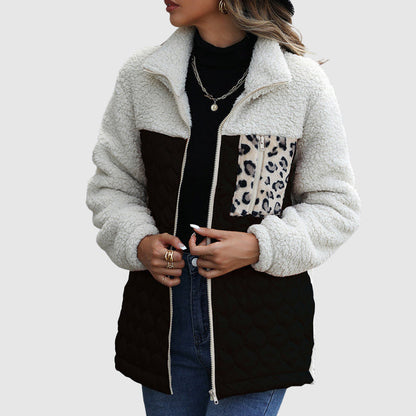 Gemütliche Fleece-Jacke Oversized Fellbesatz Design