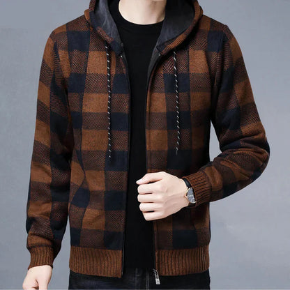 Herren-Jacke Kariert Kapuzenjacke Modern