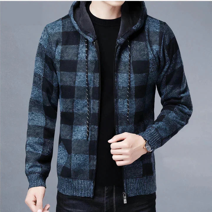 Herren-Jacke Kariert Kapuzenjacke Modern