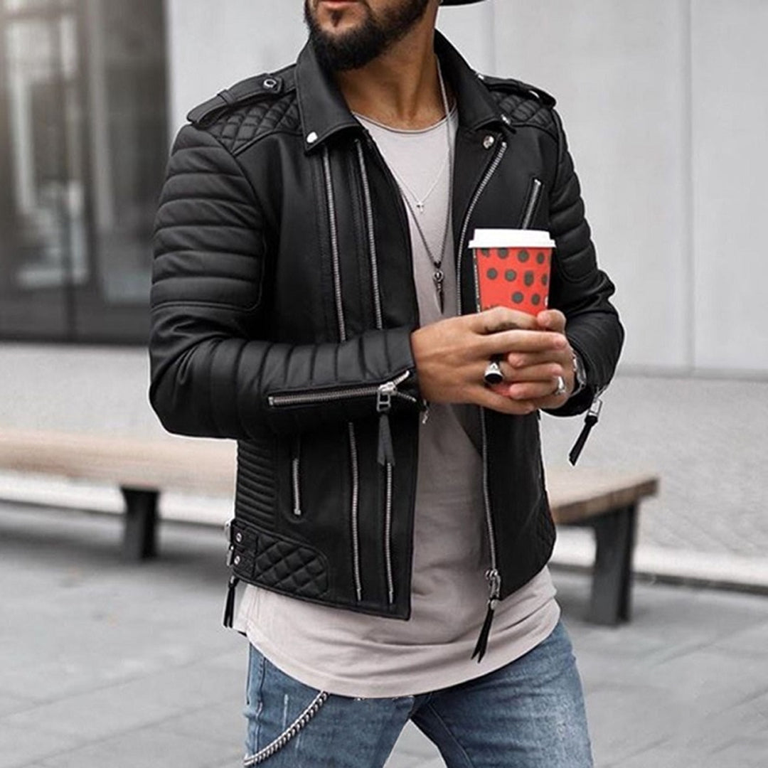 Stilvolle Lederjacke Herren Slim Fit