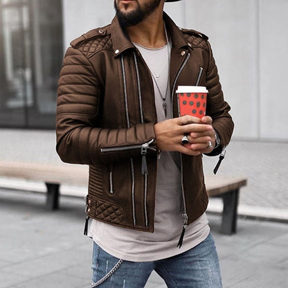 Stilvolle Lederjacke Herren Slim Fit