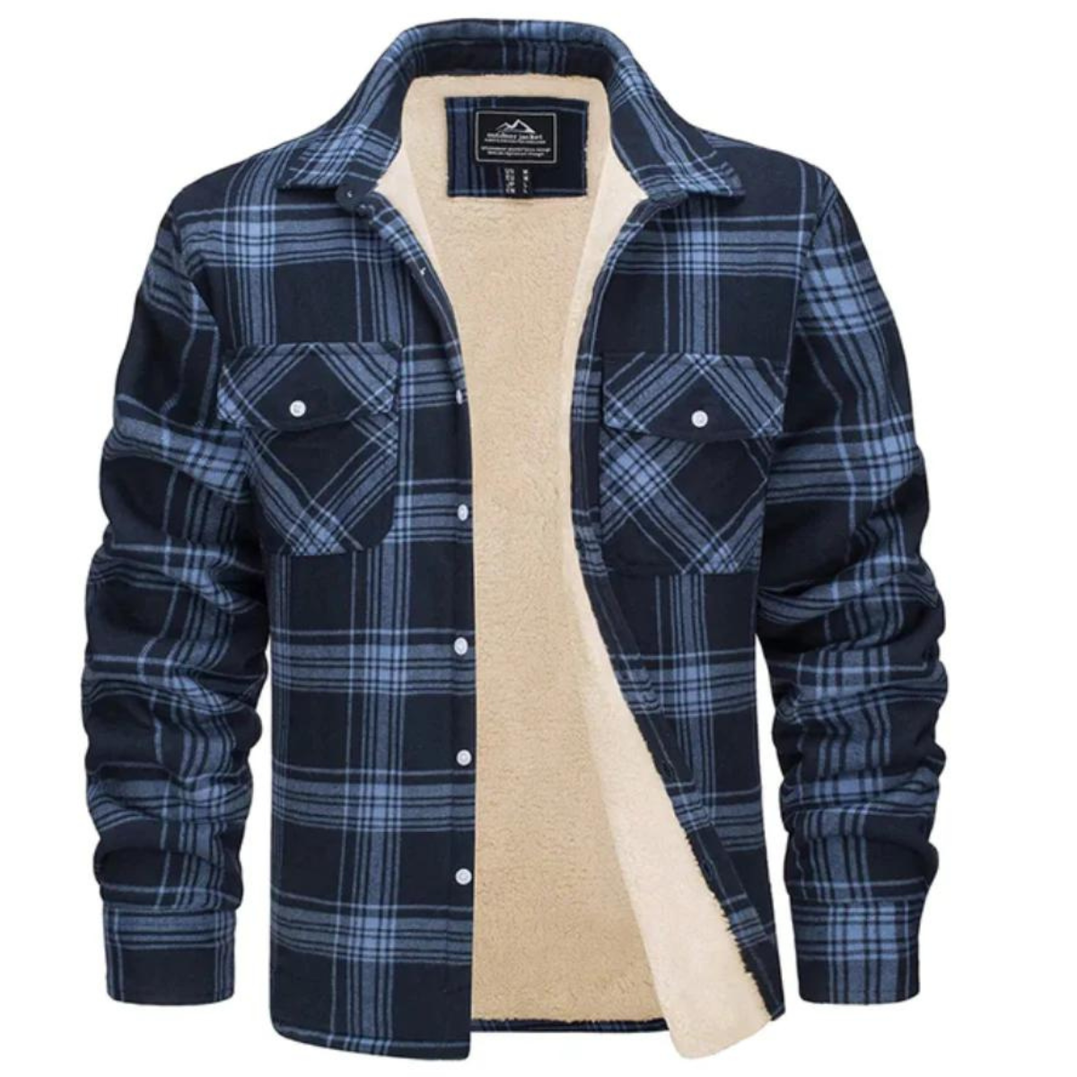 Herren Sherpa Jacke Karo Muster Warm