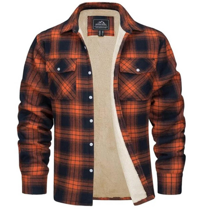 Herren Sherpa Jacke Karo Muster Warm