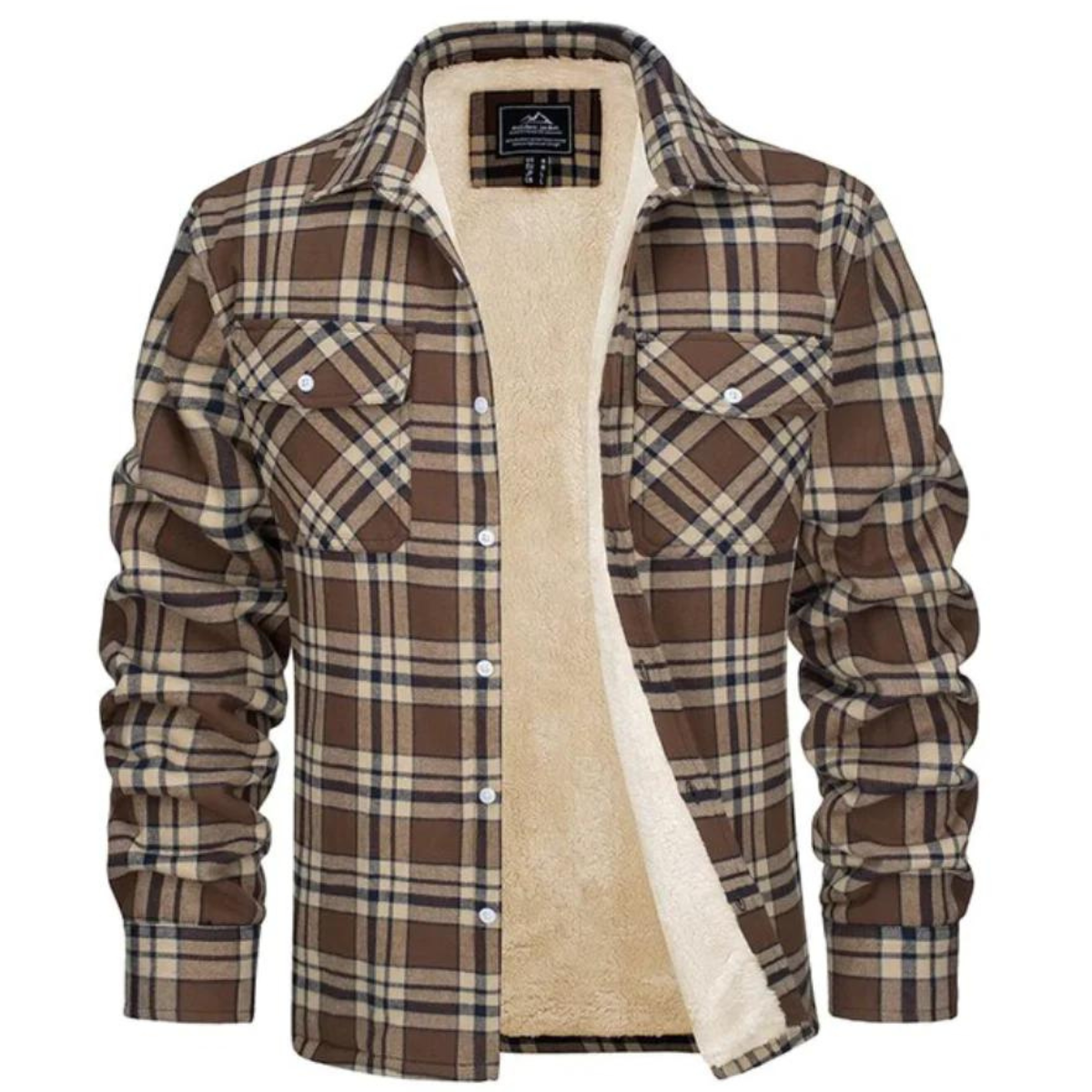 Herren Sherpa Jacke Karo Muster Warm