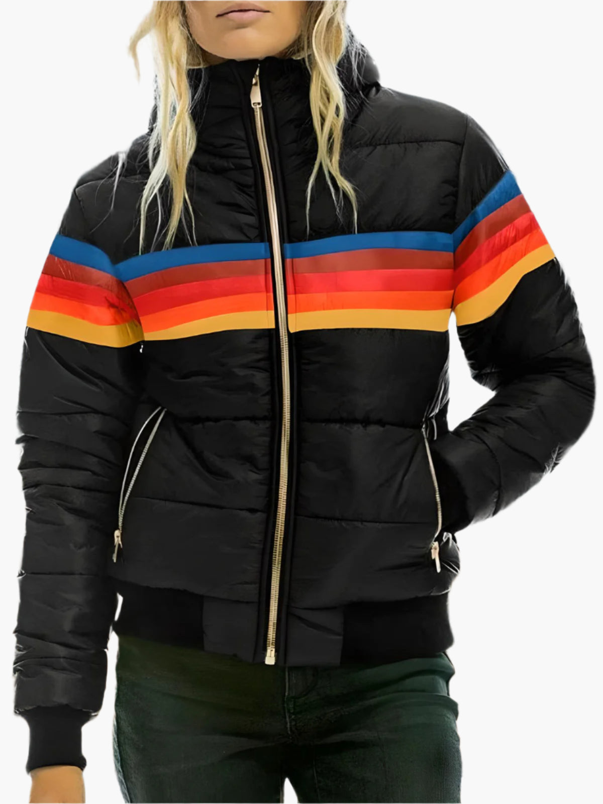 Retro Steppjacke Kapuze - Vintage Winterjacke Damen